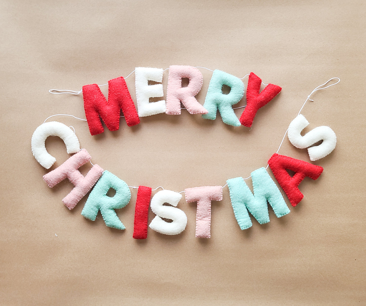 Merry Christmas Letter Garland- Peppermint Pinwheel Palette
