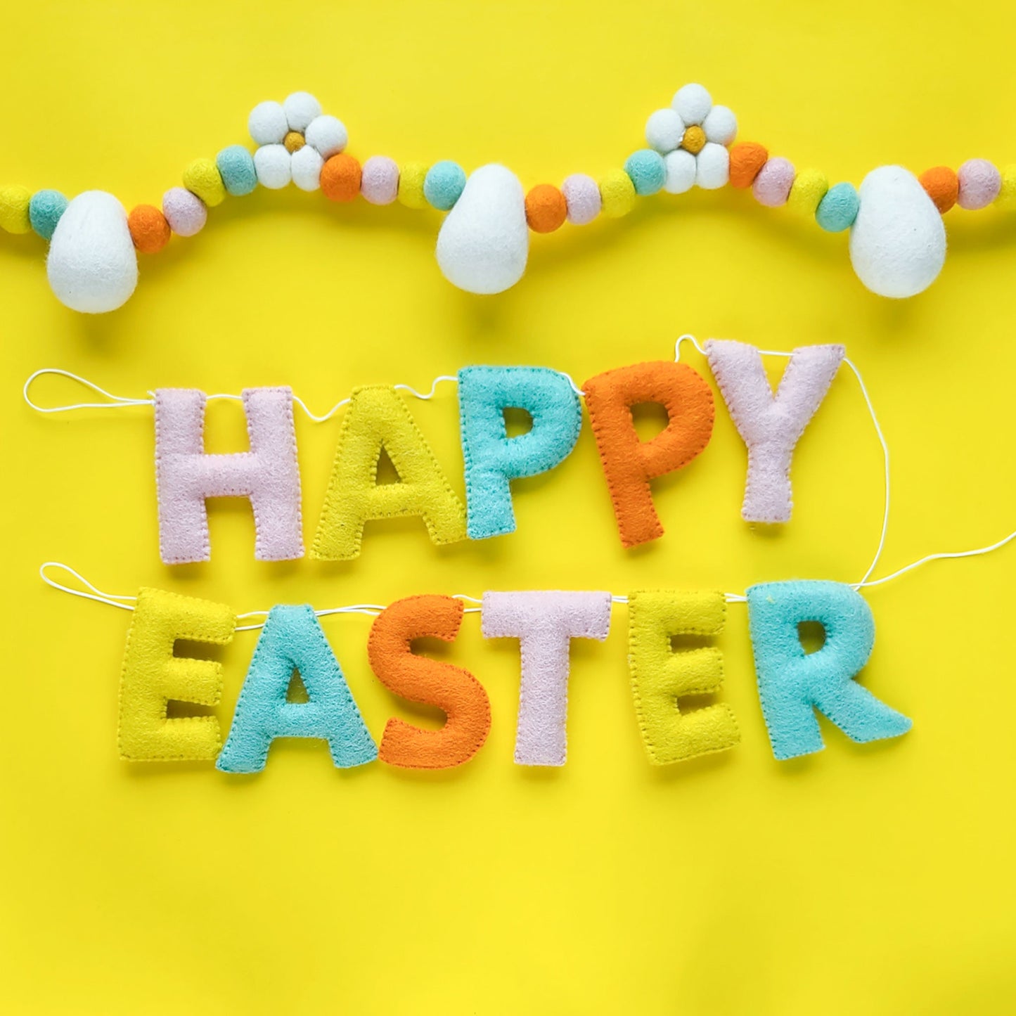 Happy Easter Daisy & Egg Garland - Sunburst