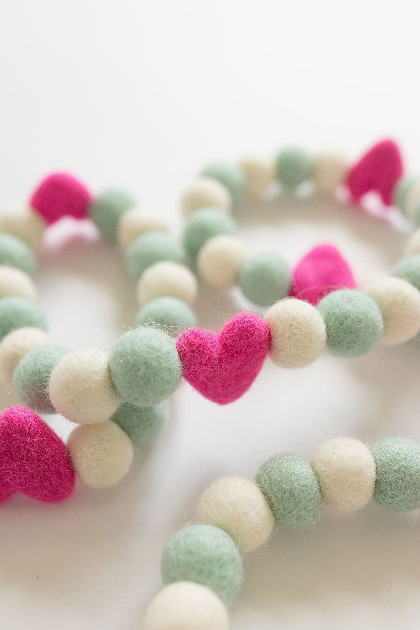 Minty Pink Hearts Garland