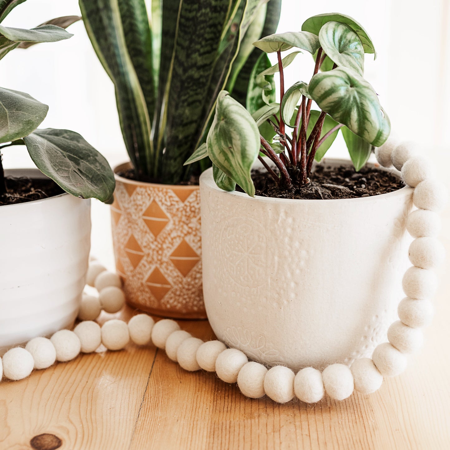 5.5' White Felt Ball Garland
