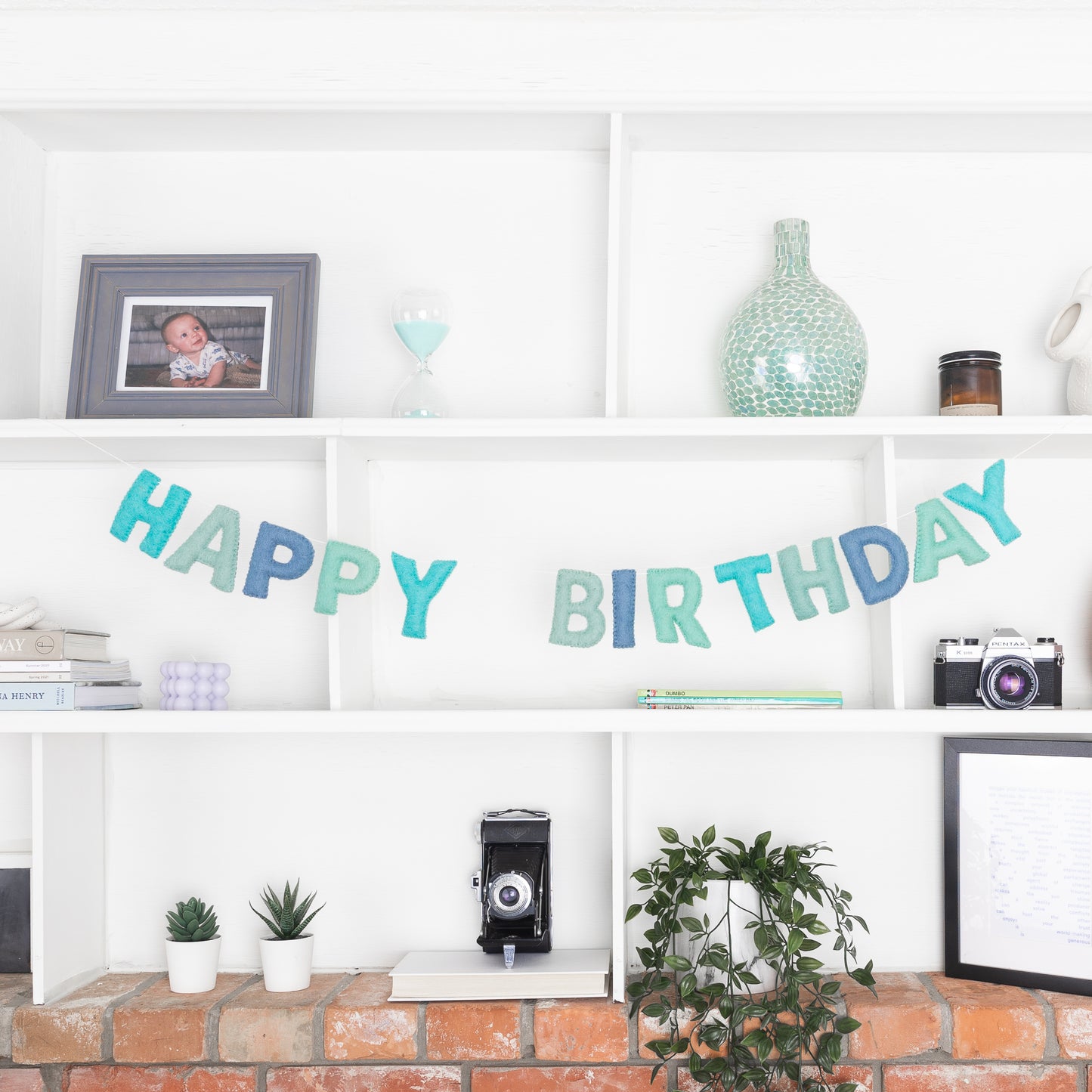 Blue Happy Birthday Felt Garland