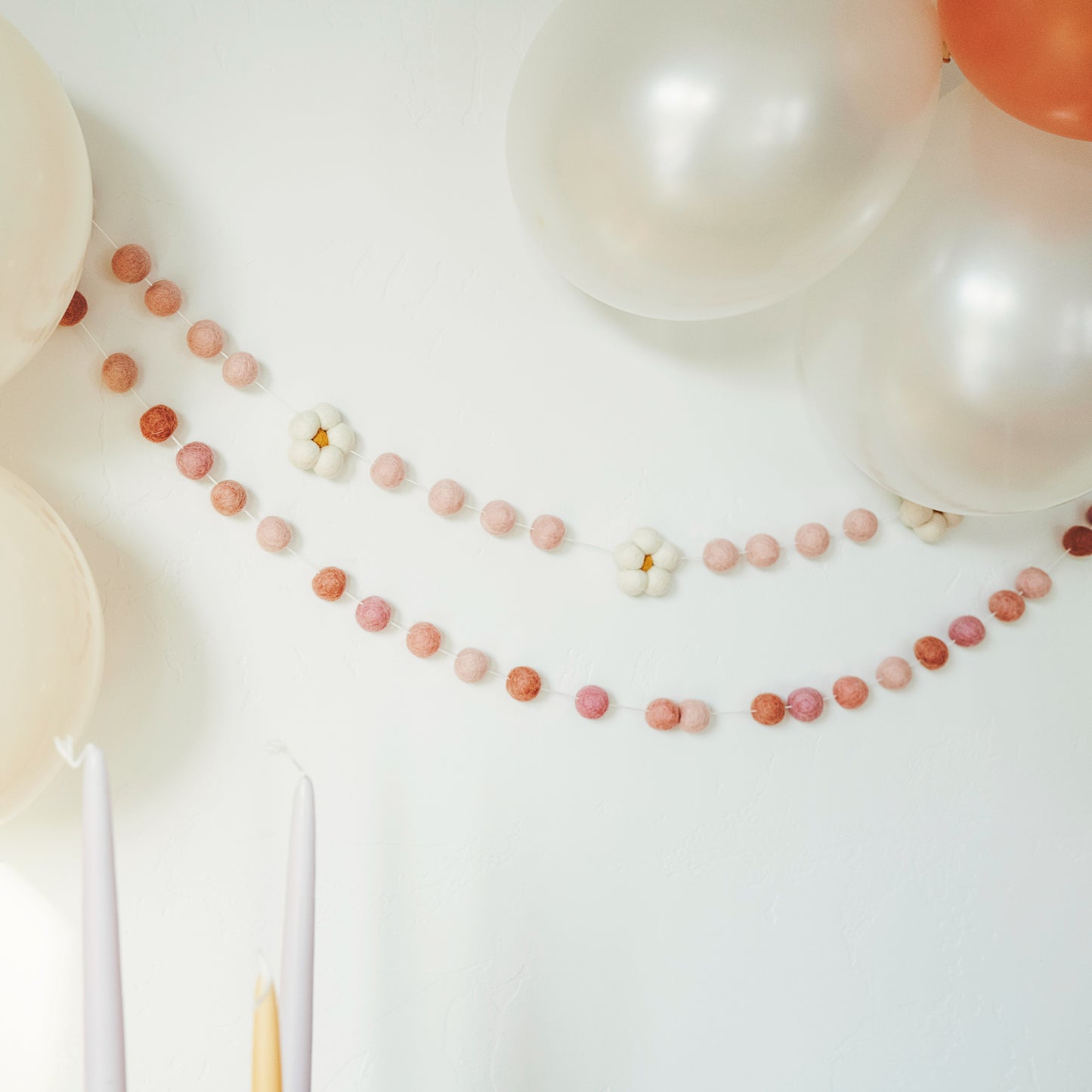 Pretty'n Pink Wool Felt ball Garland