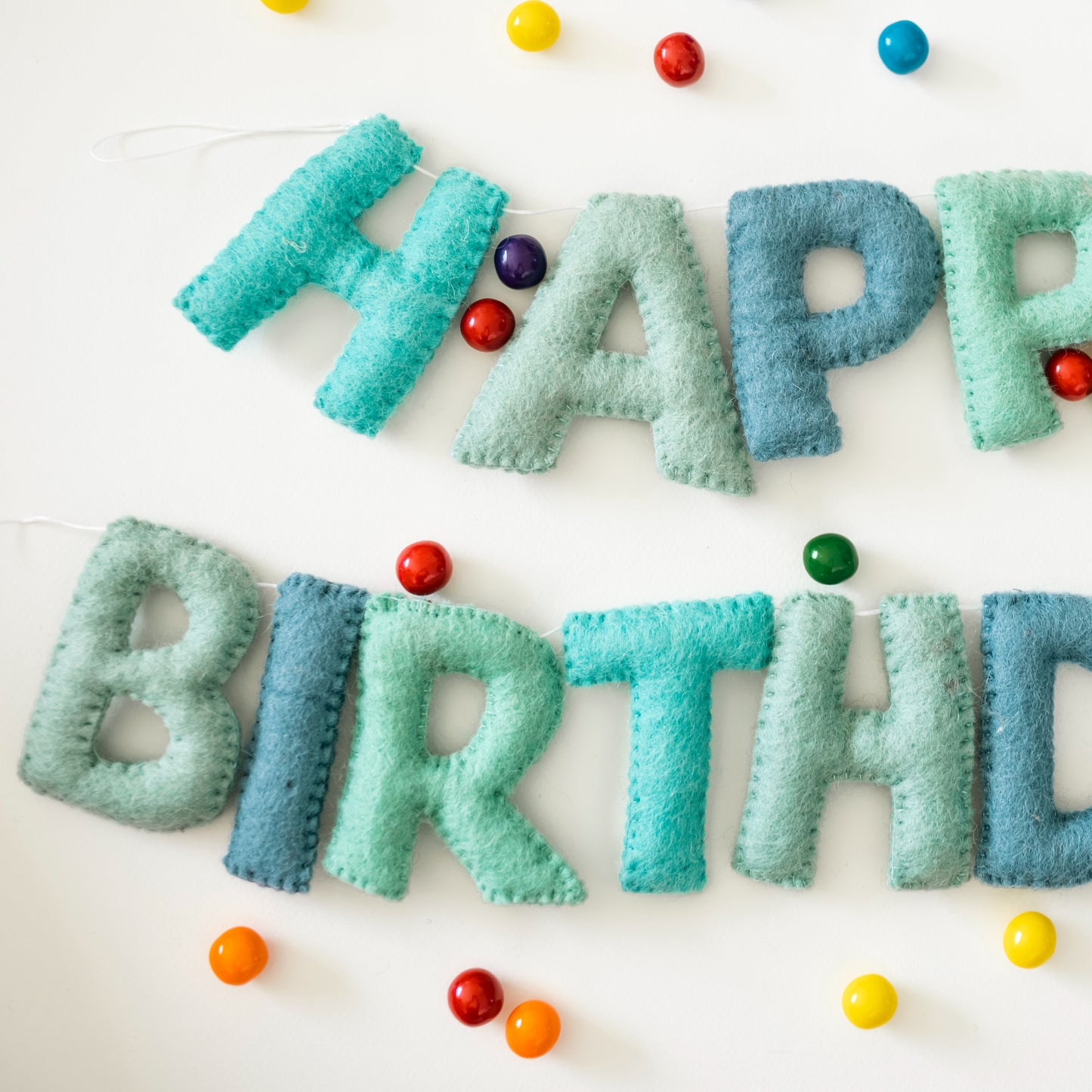 Blue Happy Birthday Felt Garland