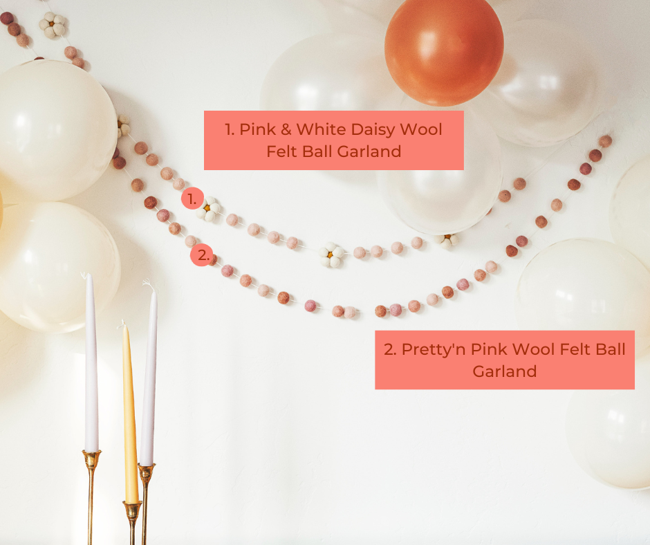 Pretty'n Pink Wool Felt ball Garland