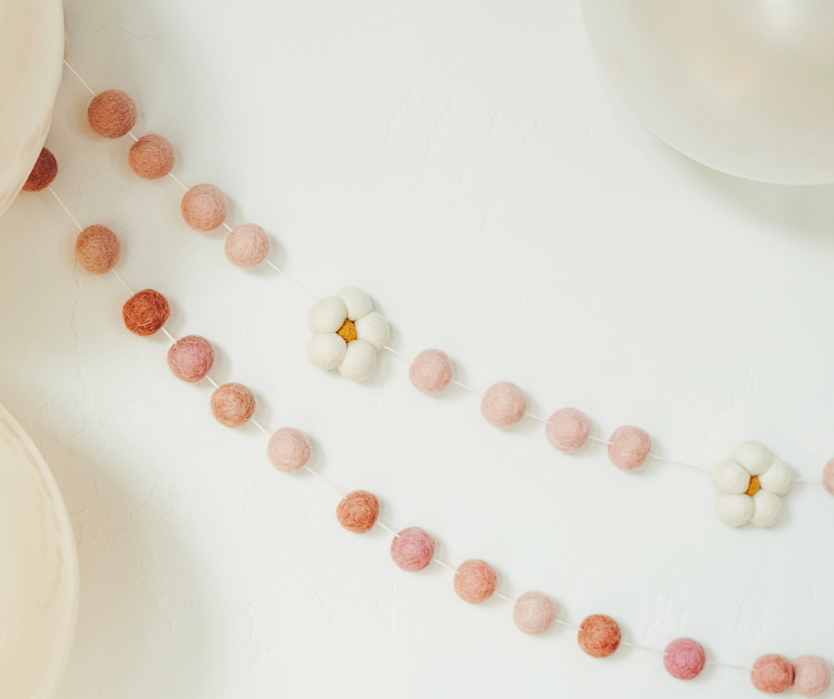 Pretty'n Pink Wool Felt ball Garland