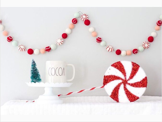 Pinwheel Garland-Christmas, Christmas gifts, Felt Christmas garland, Holiday Decor, Holiday, bunting, winter decor, Christmas banner, Winter