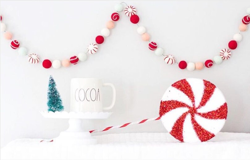 Pinwheel Garland-Christmas, Christmas gifts, Felt Christmas garland, Holiday Decor, Holiday, bunting, winter decor, Christmas banner, Winter