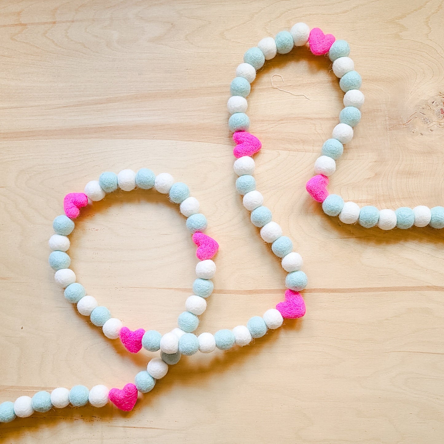 Minty Pink Hearts Garland