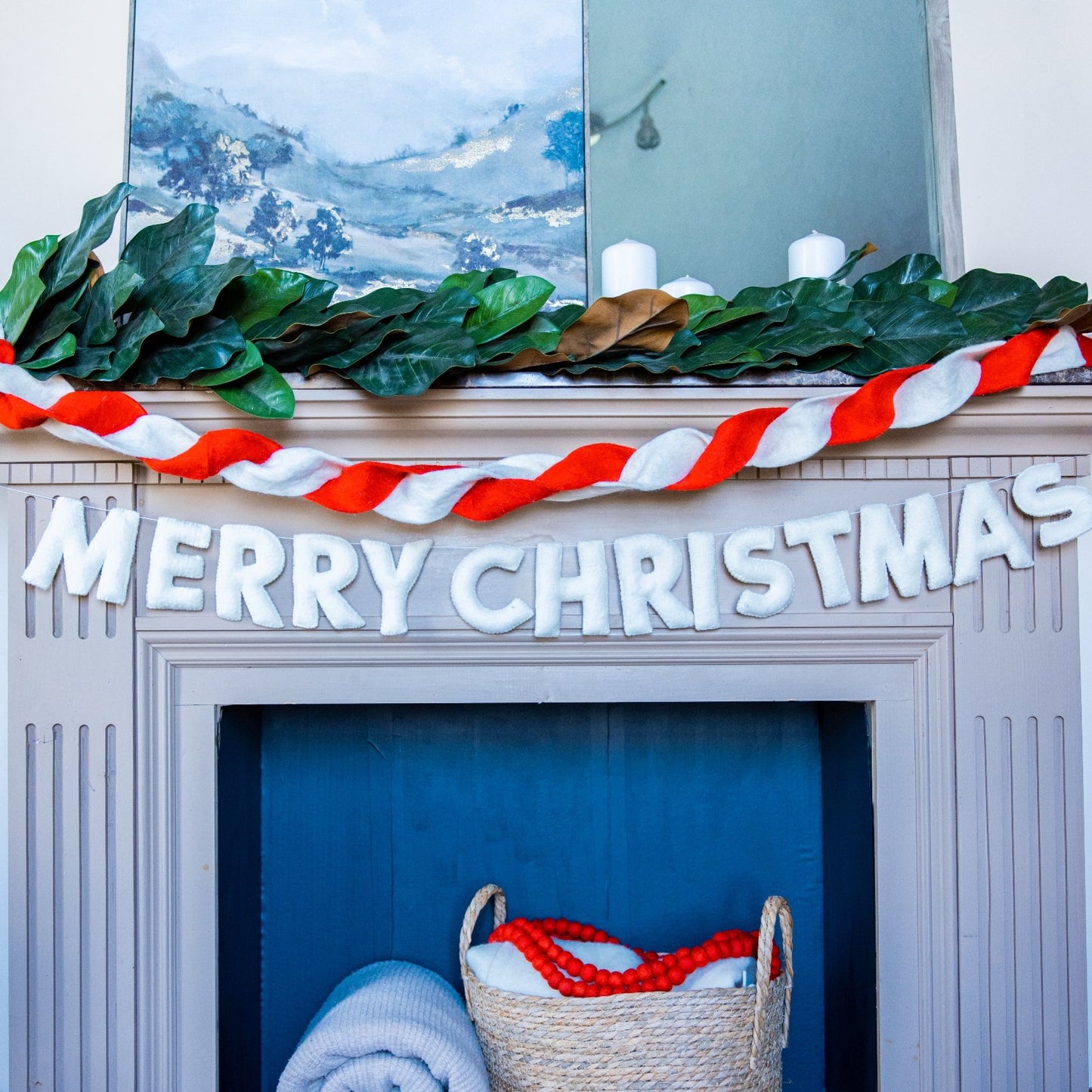 White Merry Christmas Felt Garland