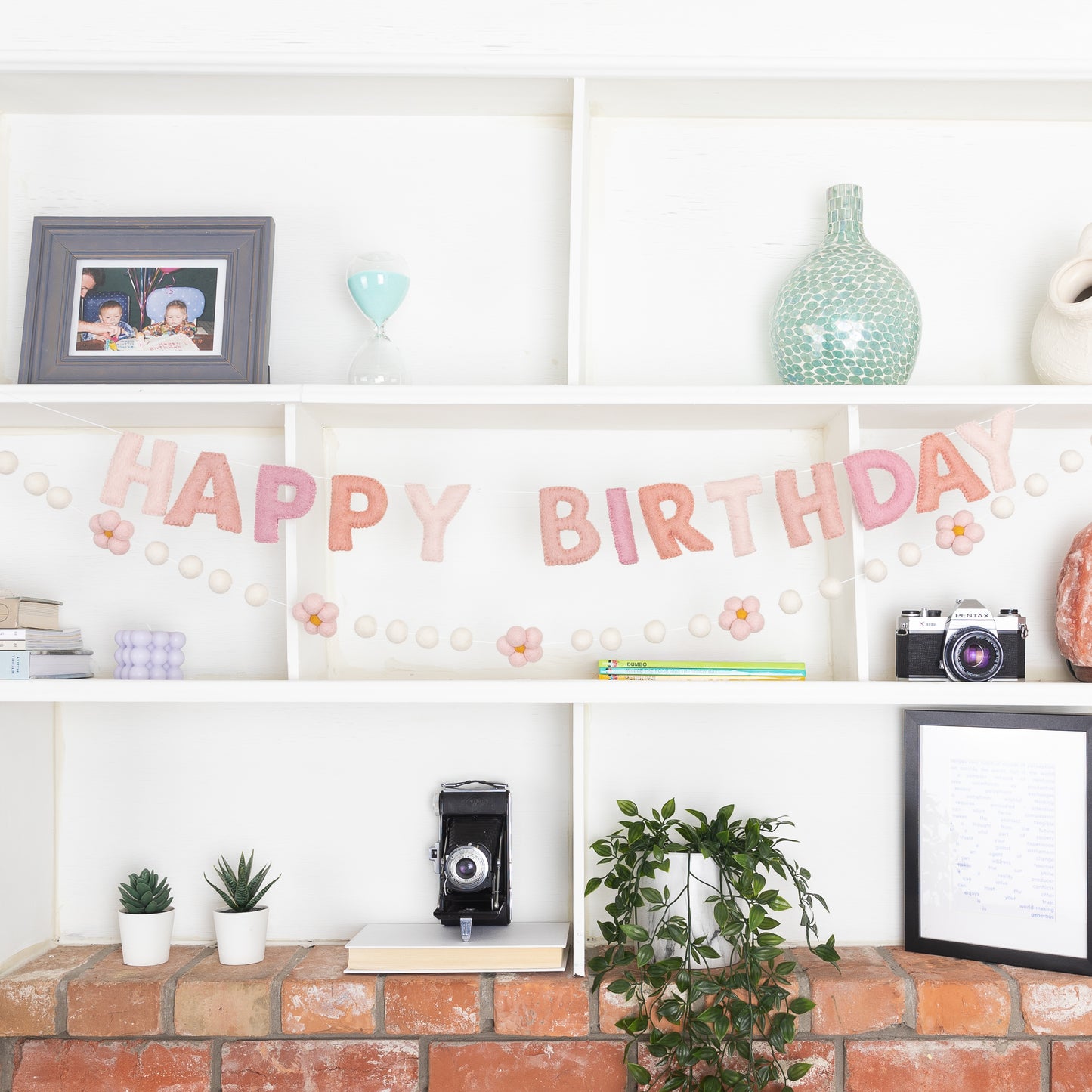 Pink Happy Birthday Felt Garland