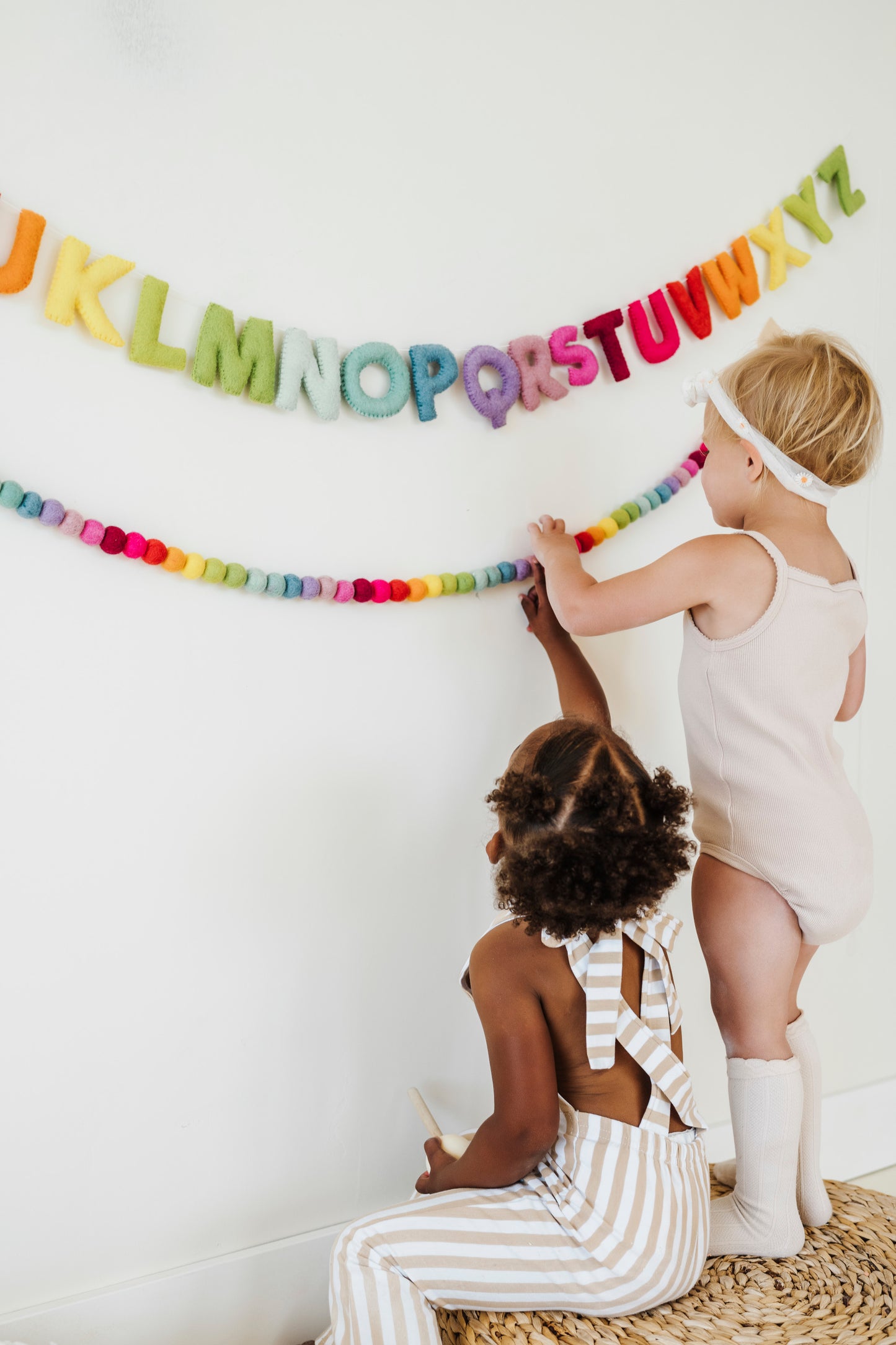 Whimsy Rainbow Wool ball  Garland