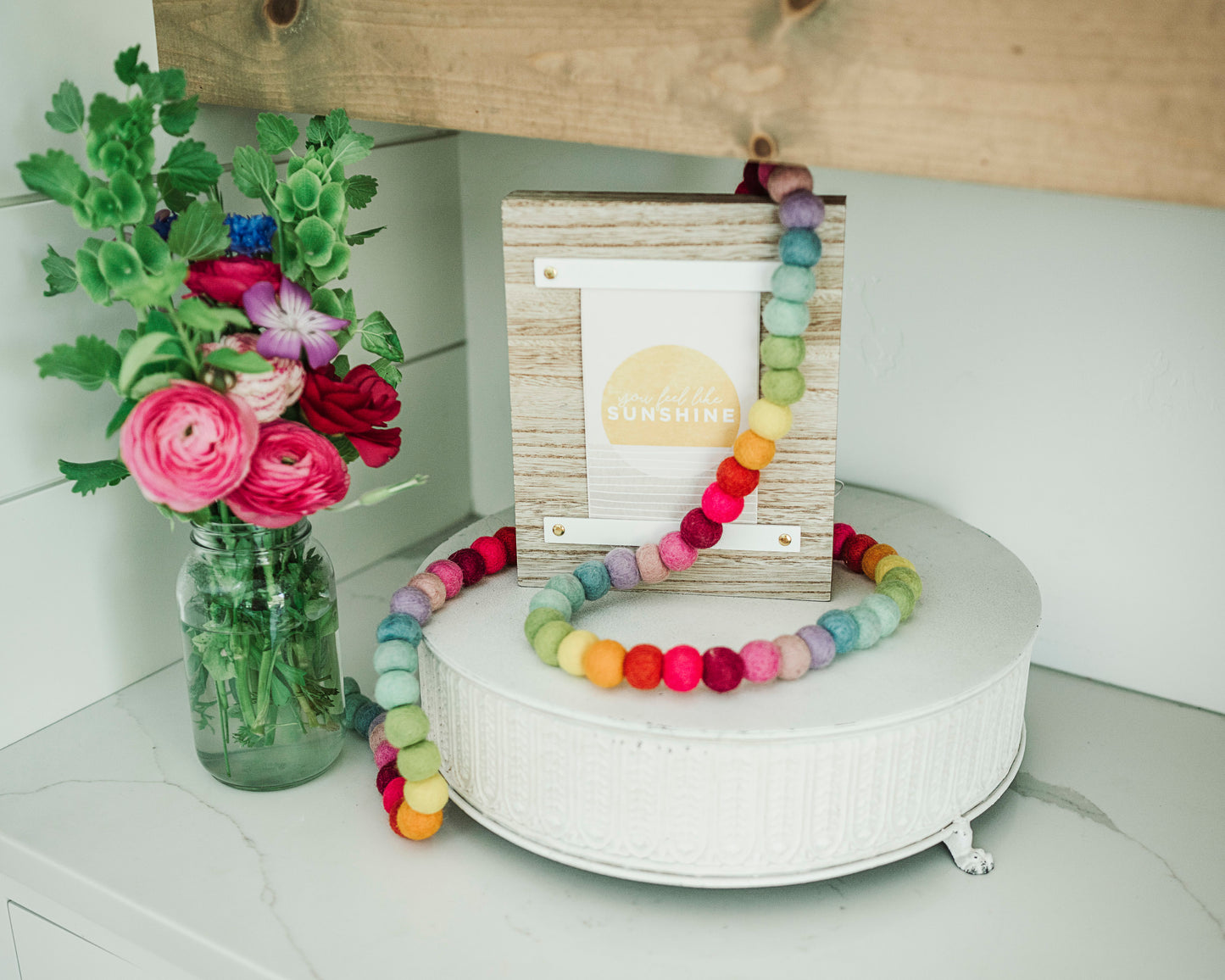 Whimsy Rainbow Wool ball  Garland