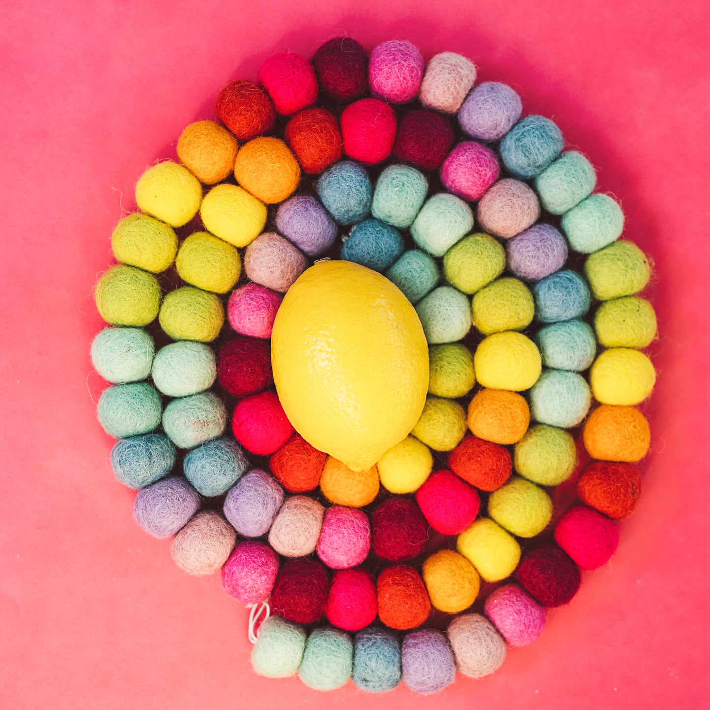 Whimsy Rainbow Wool ball  Garland