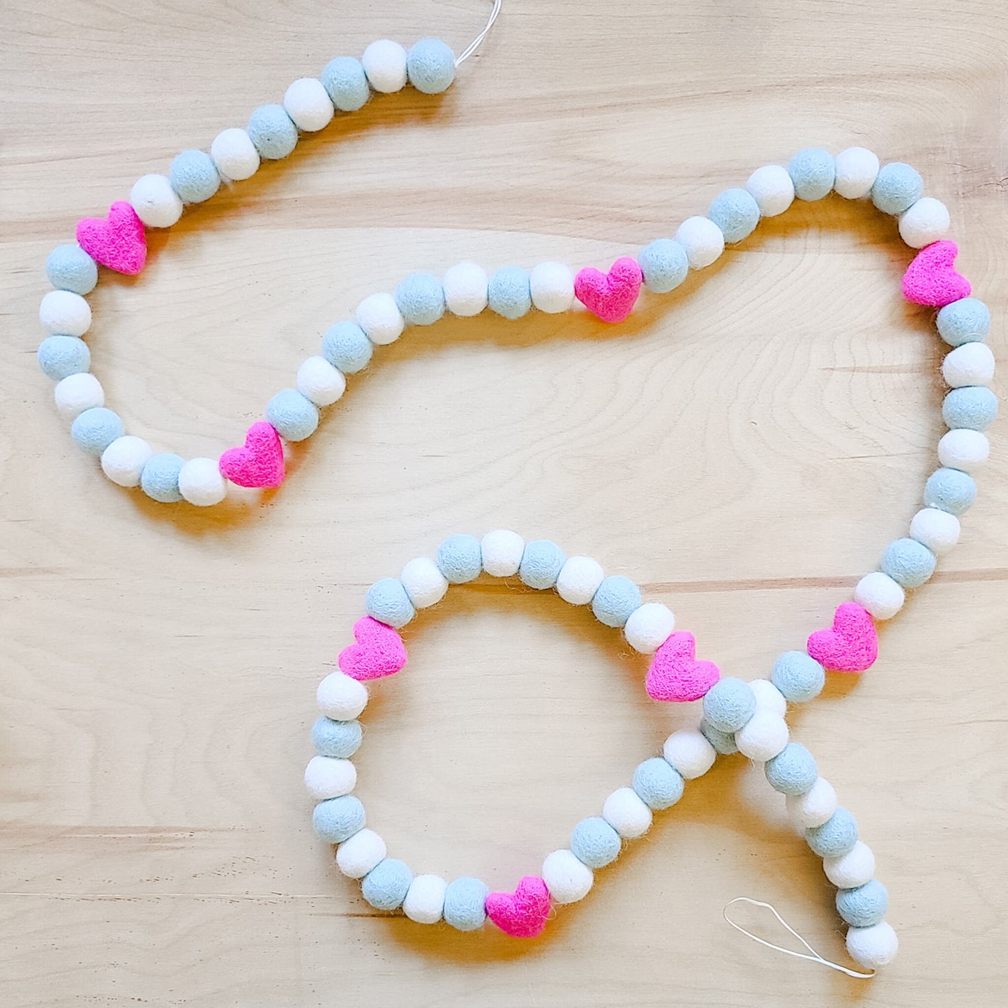 Minty Pink Hearts Garland